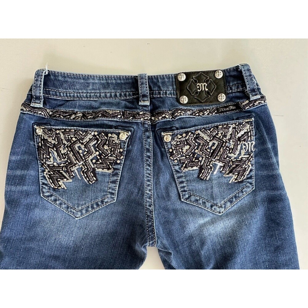 Miss Me Women's Size 28 Signature Boot Bootcut Bling Sequin Pocket Jeans